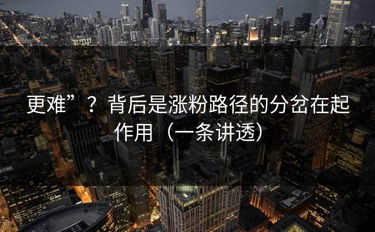 更难”?背后是涨粉路径的分岔在起作用(一条讲透)